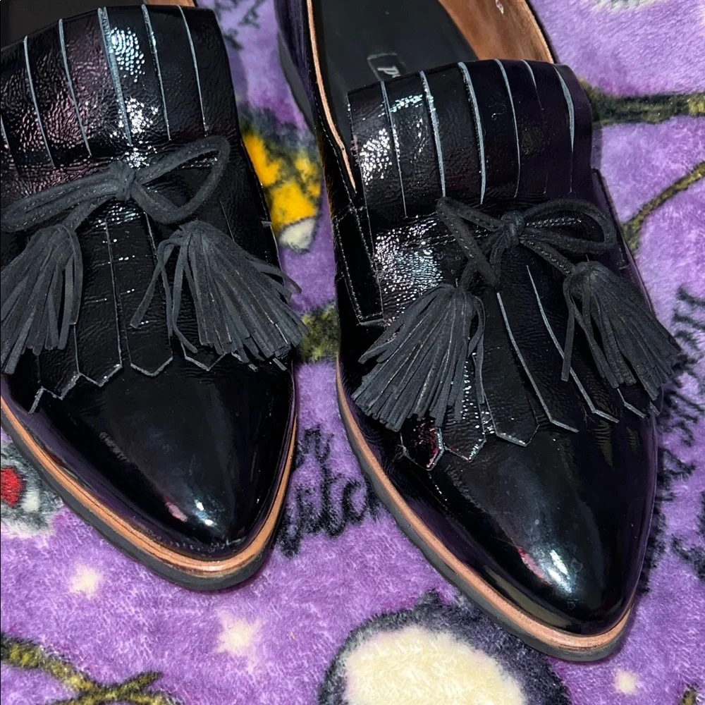 Paul Green Diana Kiltie Fringe Shiny Black Tassel Loafers Size 10 - Picture 3 of 8